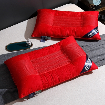 91家纺网 家纺一手货源 找家纺 梦叶草 2024新款全棉网面乳胶决明子透气枕芯护颈枕头 全棉网面乳胶决明子-红色