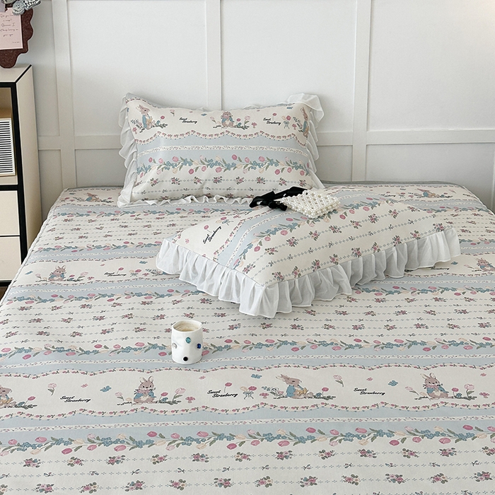 91家纺网 家纺一手货源 找家纺 昔可家纺 2024新款A类900D仙仙雪纺床裙冰丝席 郁金香布兰兔