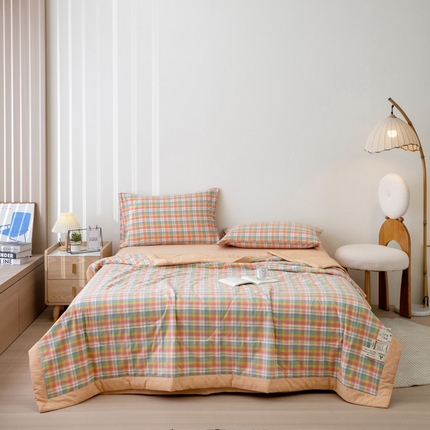 91家纺网 家纺一手货源 找家纺 （总）一加一 2025新款全棉水洗棉色织大豆夏被