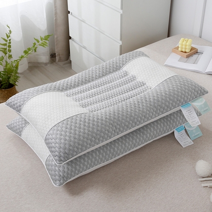 91家纺网 家纺一手货源 找家纺 梦叶草 2024新款凉感丝凉豆豆决明子枕芯A版凉感丝B版全棉决明子护颈枕头 凉豆豆决明子枕-灰色