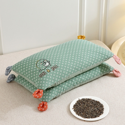 91家纺网 家纺一手货源 找家纺 （总）梦叶草 2024新款全棉双层纱小恐龙儿童荞麦枕芯30×50cm枕头