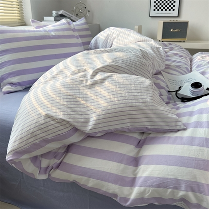 91家纺网 家纺一手货源 找家纺 （总）多品 2024新款高克重水洗棉双层纱皱皱纱四件套