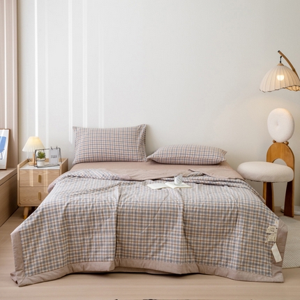 91家纺网 家纺一手货源 找家纺 （总）一加一 2025新款全棉水洗棉色织大豆夏被