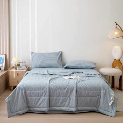 91家纺网 家纺一手货源 找家纺 （总）一加一 2025新款全棉水洗棉色织大豆夏被