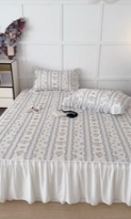 91家纺网 家纺一手货源 找家纺 昔可家纺 2024新款A类900D仙仙雪纺床裙冰丝席 夏日织梦