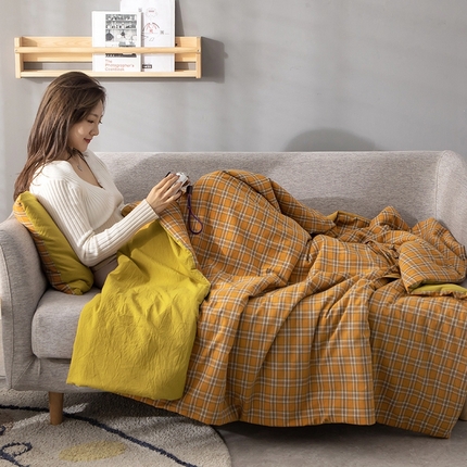 91家纺网 家纺一手货源 找家纺 （总）翰轩家居 2024新款全棉色织水洗棉抱枕被