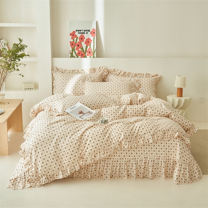 恒爱家纺 2024新款全棉甜美少女四件套 花开满地