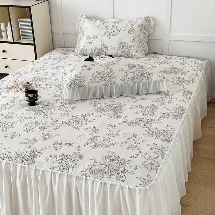 91家纺网 家纺一手货源 找家纺 昔可家纺 2024新款A类900D仙仙雪纺床裙冰丝席 绿山墙的安妮