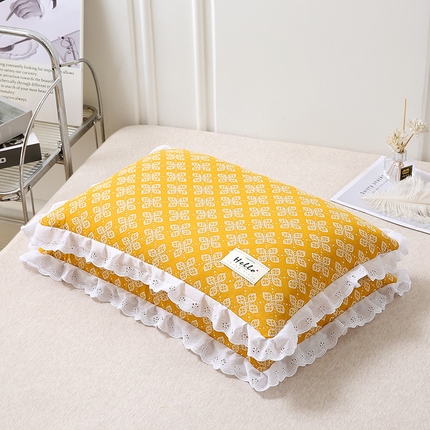 91家纺网 家纺一手货源 找家纺 （总）梦叶草 2024新款全棉蕾丝花边全荞麦枕枕芯纯棉荞麦枕头