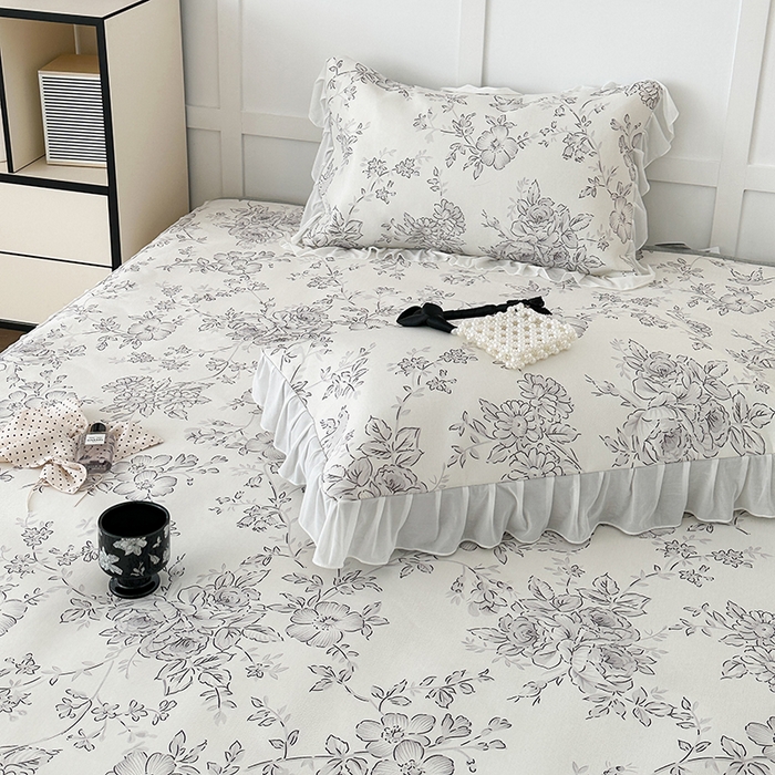 91家纺网 家纺一手货源 找家纺 昔可家纺 2024新款A类900D仙仙雪纺床裙冰丝席 绿山墙的安妮