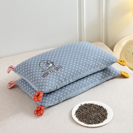 91家纺网 家纺一手货源 找家纺 （总）梦叶草 2024新款全棉双层纱小恐龙儿童荞麦枕芯30×50cm枕头