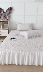 91家纺网 家纺一手货源 找家纺 昔可家纺 2024新款A类900D仙仙雪纺床裙冰丝席 花园萌兔