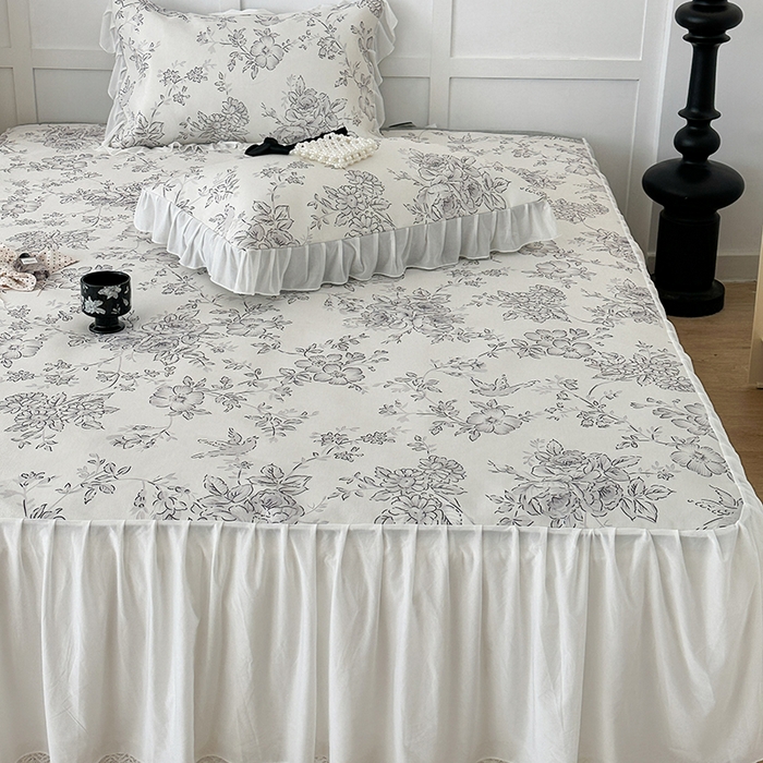 91家纺网 家纺一手货源 找家纺 昔可家纺 2024新款A类900D仙仙雪纺床裙冰丝席 绿山墙的安妮