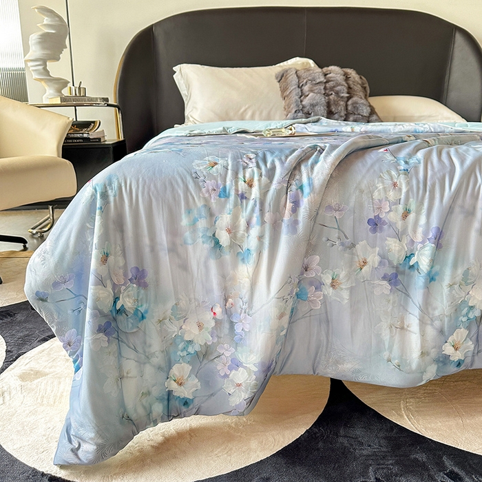 91家纺网 家纺一手货源 找家纺 小芽 2024新款凉感丝夏被 相见欢