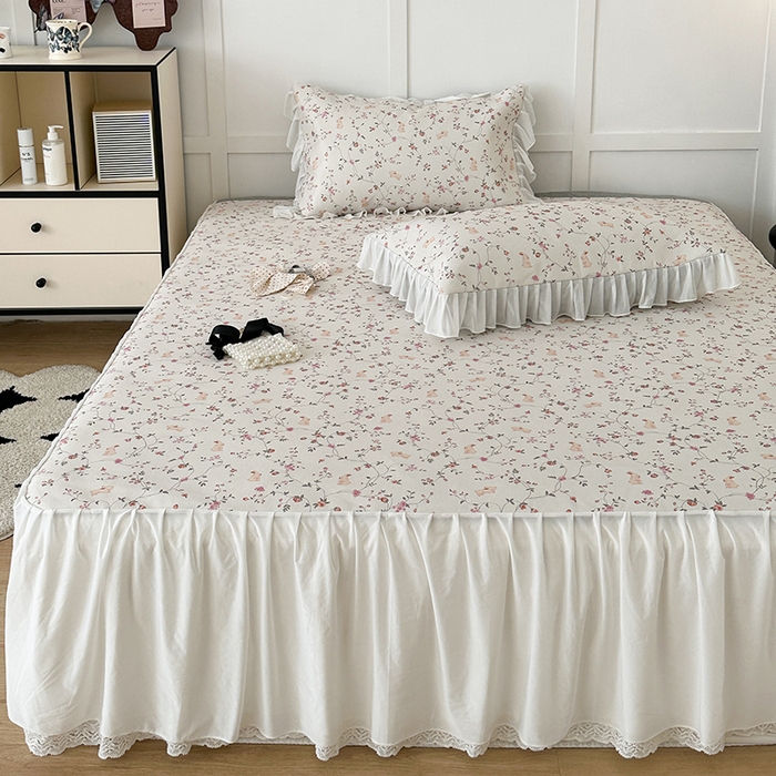 91家纺网 家纺一手货源 找家纺 昔可家纺 2024新款A类900D仙仙雪纺床裙冰丝席 花园萌兔