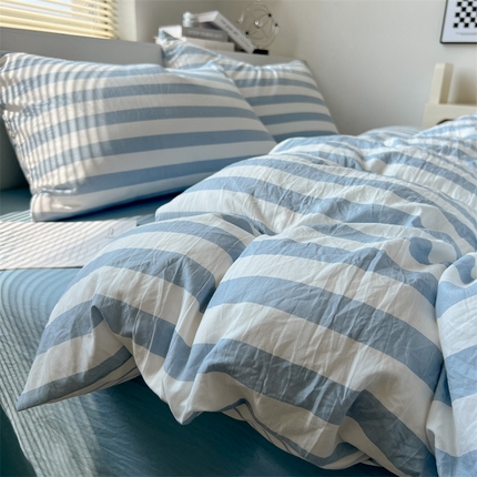 91家纺网 家纺一手货源 找家纺 （总）多品 2024新款高克重水洗棉双层纱皱皱纱四件套