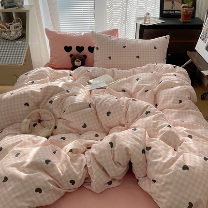 91家纺网 家纺一手货源 找家纺 （总）桃子家居 2024新款A类纯棉水洗棉毛巾绣奶油少女甜心系列学生四件套