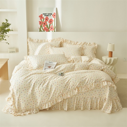 91家纺网 家纺一手货源 找家纺 恒爱家纺 2024新款全棉甜美少女四件套 五彩斑斓