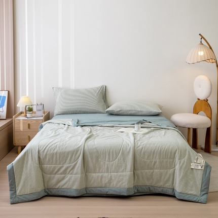 91家纺网 家纺一手货源 找家纺 （总）一加一 2025新款全棉水洗棉色织大豆夏被