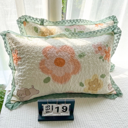 91家纺网 家纺一手货源 找家纺 （总）百寐 2024新款全棉韩版花边夹棉枕套