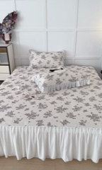 91家纺网 家纺一手货源 找家纺 昔可家纺 2024新款A类900D仙仙雪纺床裙冰丝席 素描玫瑰