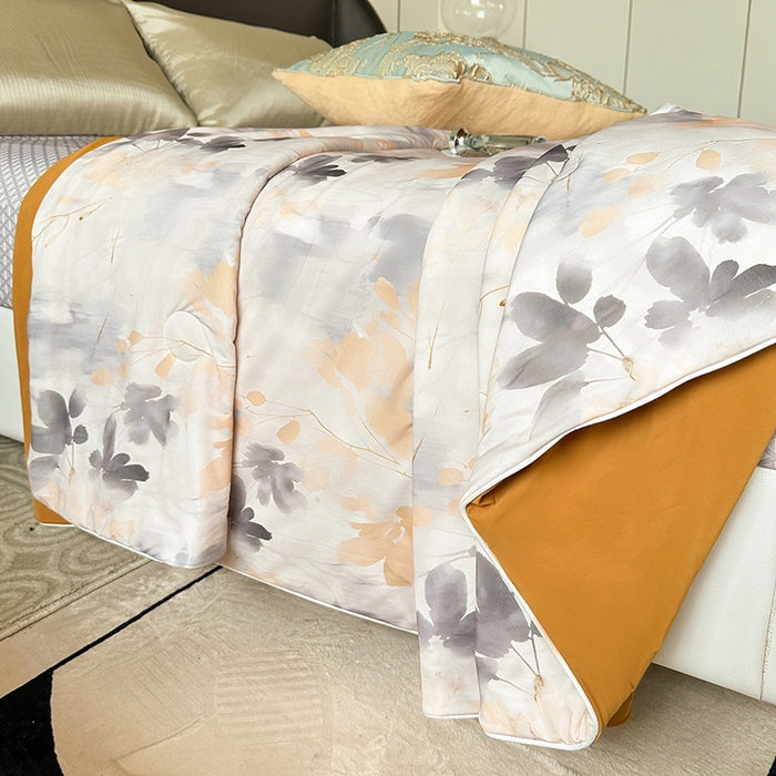 91家纺网 家纺一手货源 找家纺 小芽 2024新款凉感丝夏被 叶舞