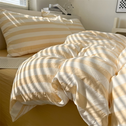 91家纺网 家纺一手货源 找家纺 （总）多品 2024新款高克重水洗棉双层纱皱皱纱四件套