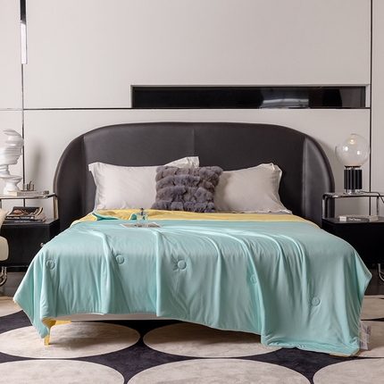 小芽 2024新款凉感丝夏被 水绿+黄