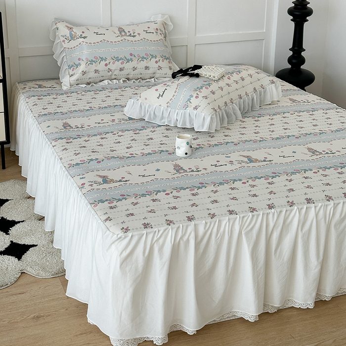 91家纺网 家纺一手货源 找家纺 昔可家纺 2024新款A类900D仙仙雪纺床裙冰丝席 郁金香布兰兔