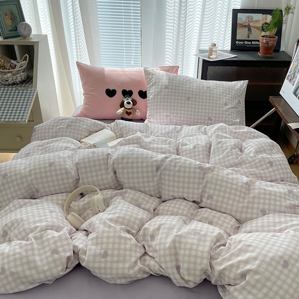 91家纺网 家纺一手货源 找家纺 （总）桃子家居 2024新款A类纯棉水洗棉毛巾绣奶油少女甜心系列学生四件套