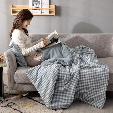 91家纺网 家纺一手货源 找家纺 （总）翰轩家居 2024新款全棉色织水洗棉抱枕被