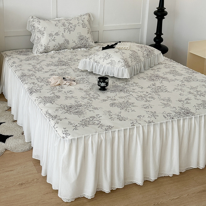 91家纺网 家纺一手货源 找家纺 昔可家纺 2024新款A类900D仙仙雪纺床裙冰丝席 绿山墙的安妮