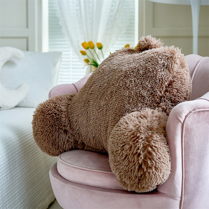 91家纺网 家纺一手货源 找家纺 品尚嘉 2025新款长毛绒拥抱式腰靠跨境外贸水貂绒靠垫沙发靠背 腰靠-卡其