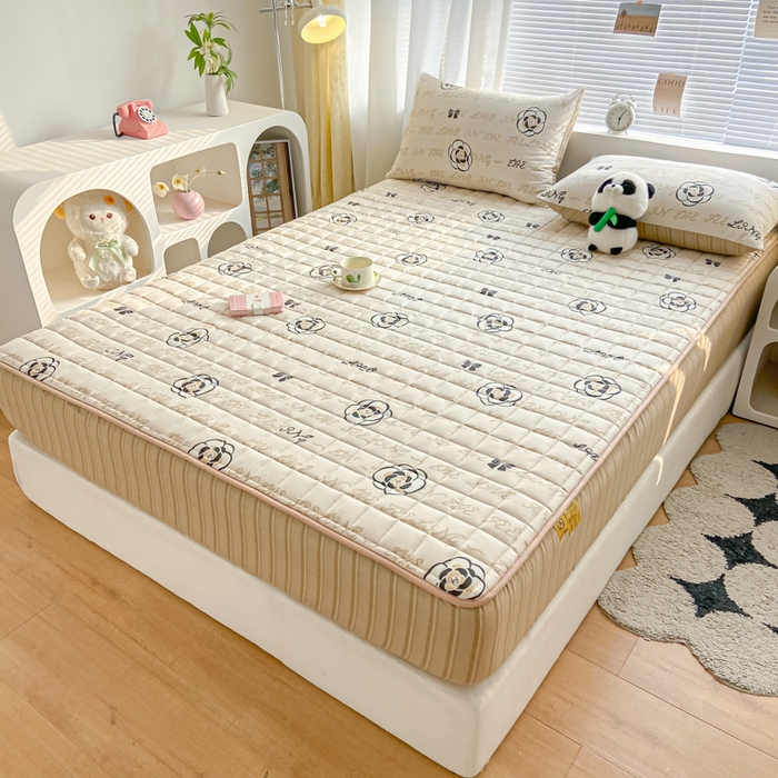 91家纺网 家纺一手货源 找家纺 鑫钰 2024新款全棉印花大豆夹棉床笠床垫保护罩 莱卡时尚