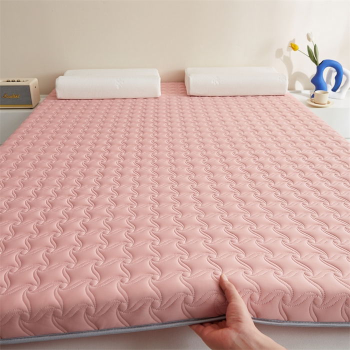 91家纺网 家纺一手货源 找家纺 寐珂 2025新款乳胶凉席床垫A类反面水洗棉加厚床垫学生宿舍床垫 奶油粉