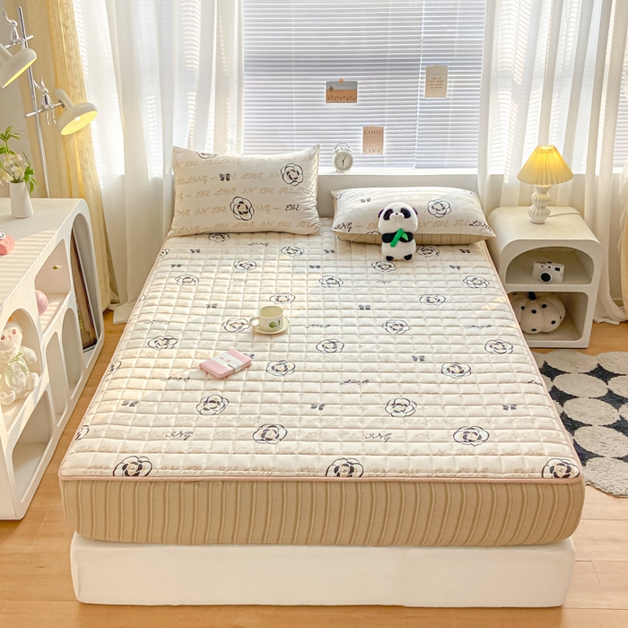 91家纺网 家纺一手货源 找家纺 鑫钰 2024新款全棉印花大豆夹棉床笠床垫保护罩 莱卡时尚