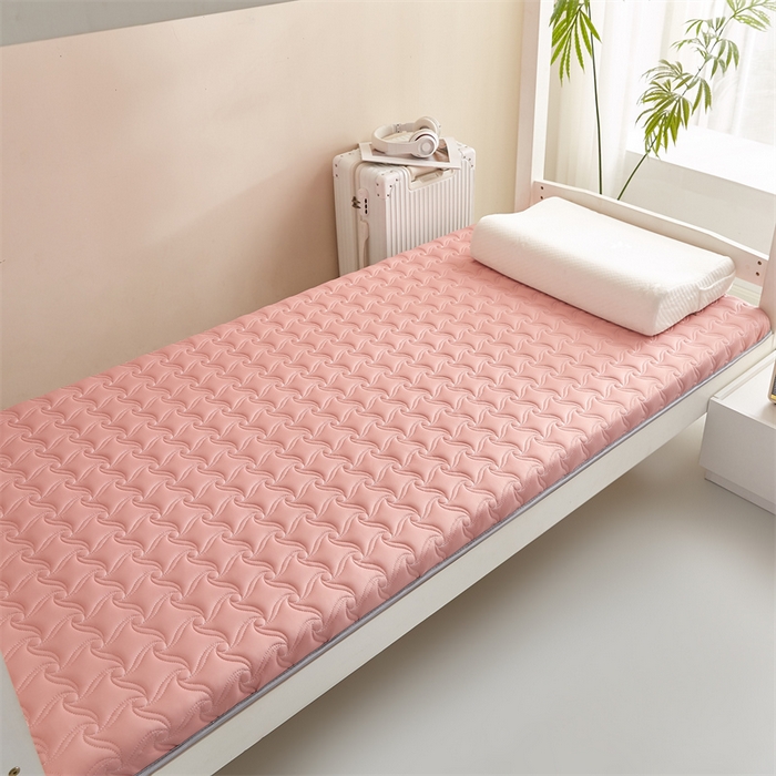 91家纺网 家纺一手货源 找家纺 寐珂 2025新款乳胶凉席床垫A类反面水洗棉加厚床垫学生宿舍床垫 奶油粉