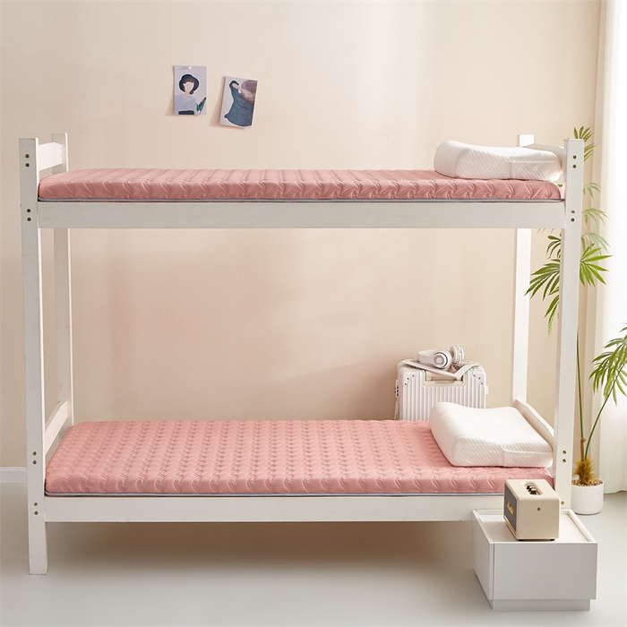 91家纺网 家纺一手货源 找家纺 寐珂 2025新款乳胶凉席床垫A类反面水洗棉加厚床垫学生宿舍床垫 奶油粉