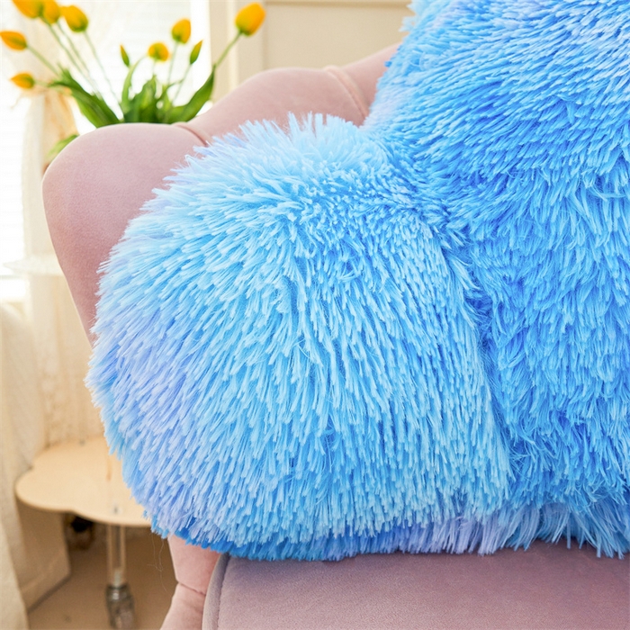 91家纺网 家纺一手货源 找家纺 品尚嘉 2025新款长毛绒拥抱式腰靠跨境外贸水貂绒靠垫沙发靠背 腰靠-星空蓝