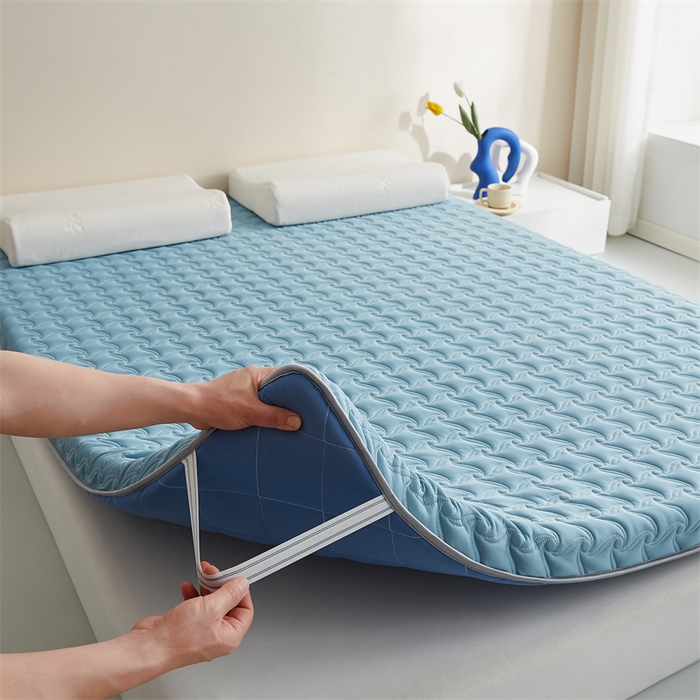 91家纺网 家纺一手货源 找家纺 寐珂 2025新款乳胶凉席床垫A类反面水洗棉加厚床垫学生宿舍床垫 繁星蓝