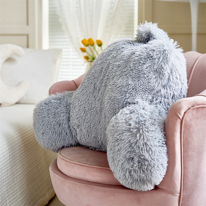 91家纺网 家纺一手货源 找家纺 品尚嘉 2025新款长毛绒拥抱式腰靠跨境外贸水貂绒靠垫沙发靠背 腰靠-浅灰