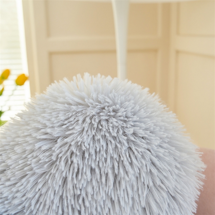 91家纺网 家纺一手货源 找家纺 品尚嘉 2025新款长毛绒拥抱式腰靠跨境外贸水貂绒靠垫沙发靠背 腰靠-浅灰