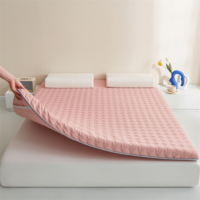 91家纺网 家纺一手货源 找家纺 寐珂 2025新款乳胶凉席床垫A类反面水洗棉加厚床垫学生宿舍床垫 奶油粉