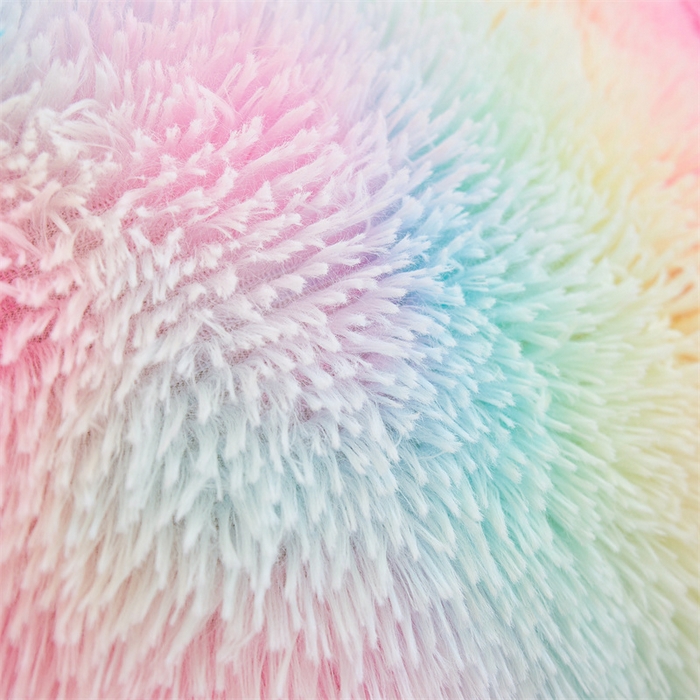 91家纺网 家纺一手货源 找家纺 品尚嘉 2025新款长毛绒拥抱式腰靠跨境外贸水貂绒靠垫沙发靠背 腰靠-彩虹