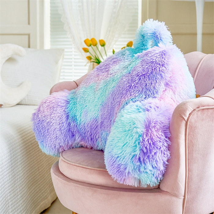 91家纺网 家纺一手货源 找家纺 品尚嘉 2025新款长毛绒拥抱式腰靠跨境外贸水貂绒靠垫沙发靠背 腰靠-香芋紫