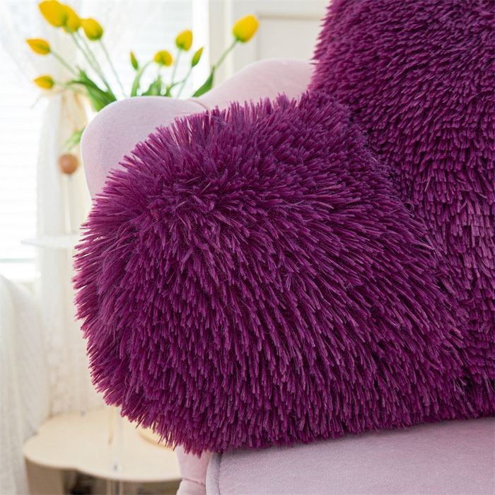 91家纺网 家纺一手货源 找家纺 品尚嘉 2025新款长毛绒拥抱式腰靠跨境外贸水貂绒靠垫沙发靠背 腰靠-枣红