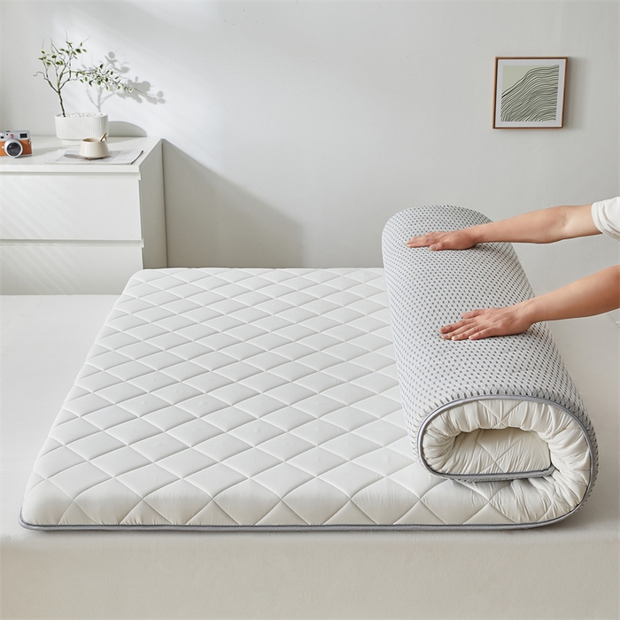 91家纺网 家纺一手货源 找家纺 寐珂 2025新款水洗棉大豆床垫 双人款 牛奶白