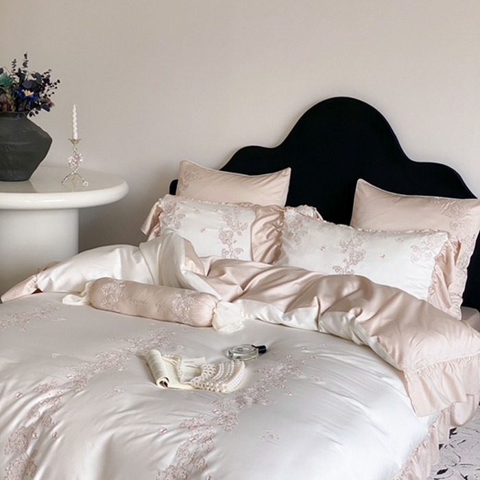 91家纺网 家纺一手货源 找家纺 MIU缪家居 2024新款100支天丝棉四件套-舒芙蕾 白色