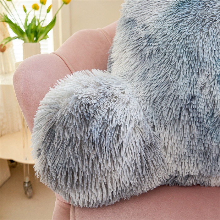 91家纺网 家纺一手货源 找家纺 品尚嘉 2025新款长毛绒拥抱式腰靠跨境外贸水貂绒靠垫沙发靠背 腰靠-扎染浅灰