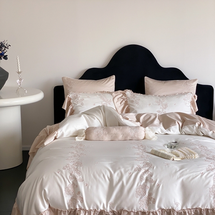 91家纺网 家纺一手货源 找家纺 MIU缪家居 2024新款100支天丝棉四件套-舒芙蕾 白色